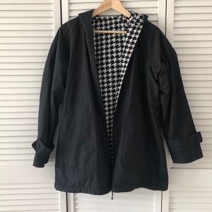 Reversible houndstooth fleece/rain jacket